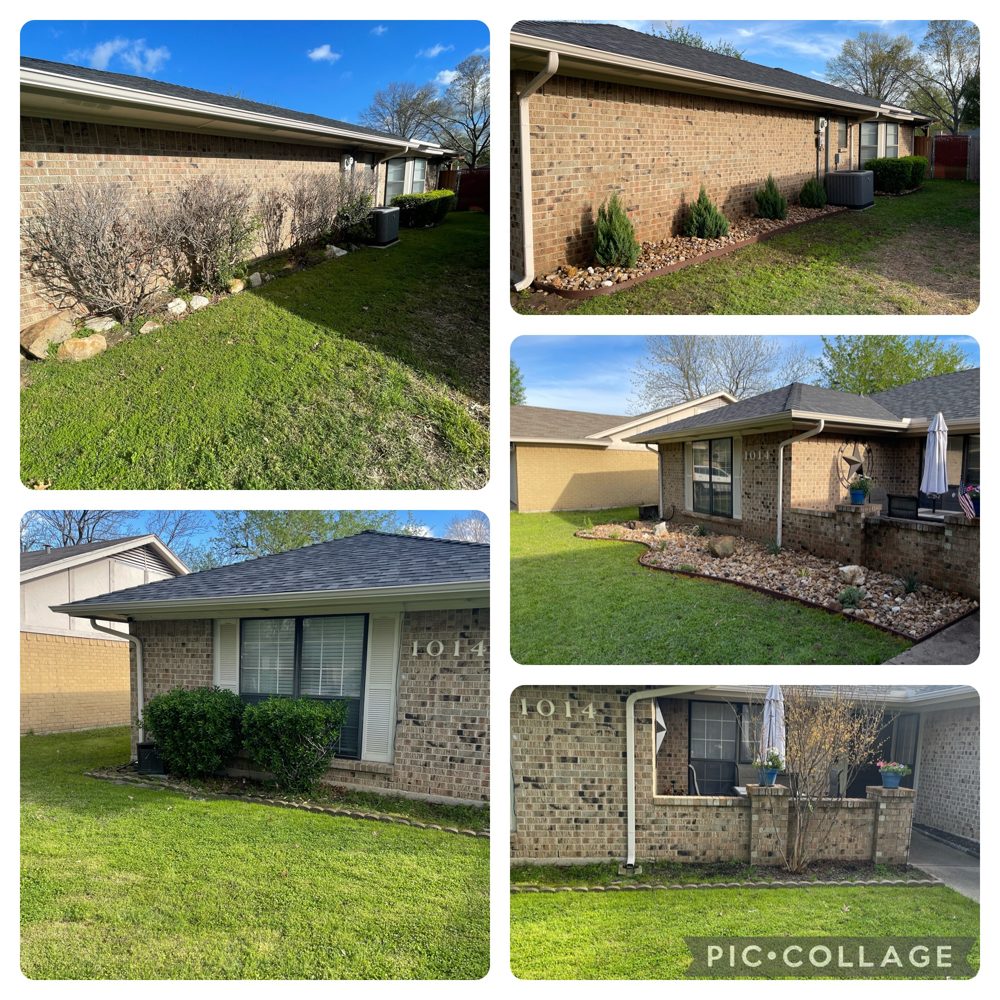 Collage showing landscape bed before and after work